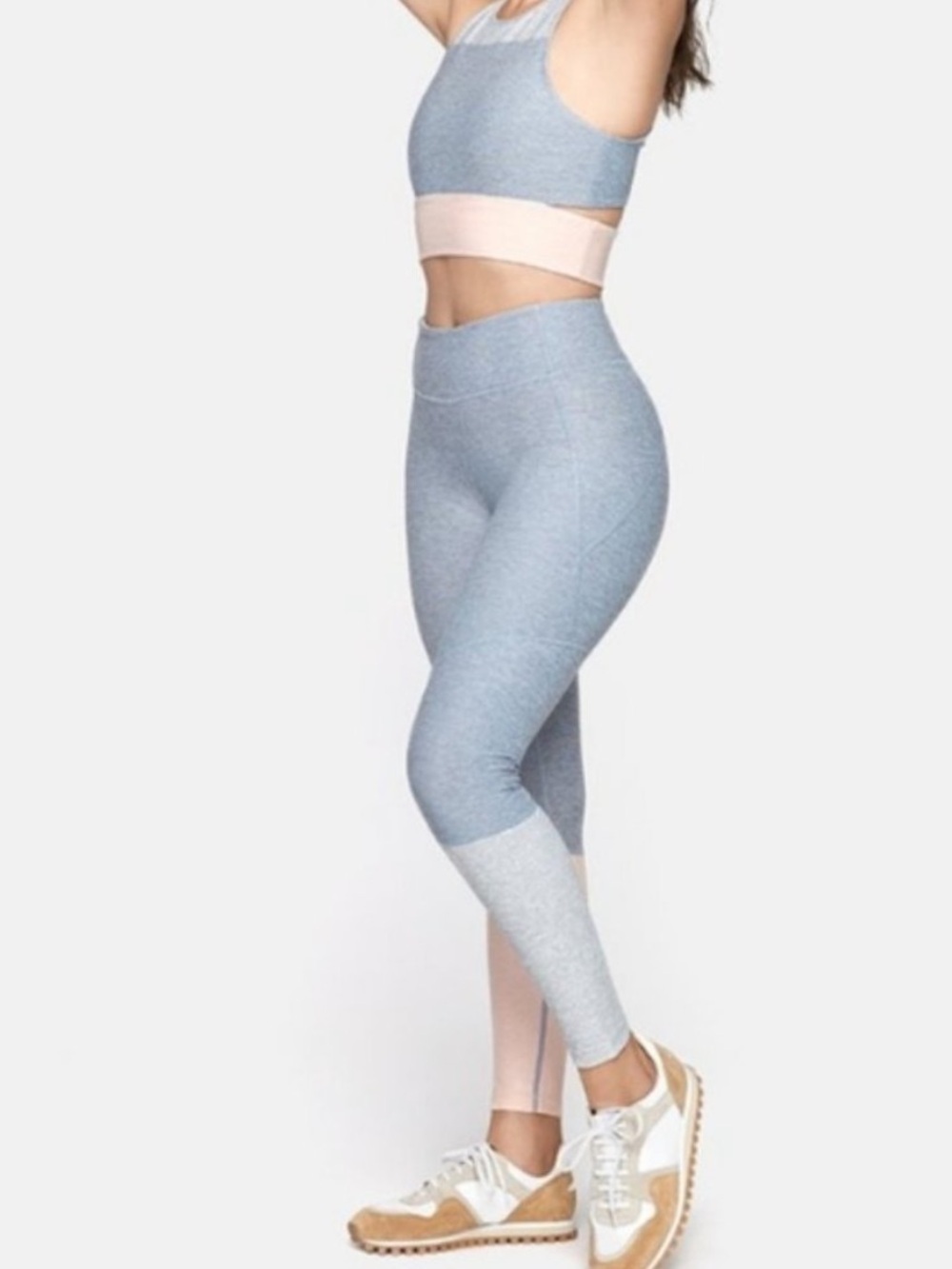 Outdoor Voices Dipped Tri-tone Colorblock Light Blue & Blush Legging Size Small